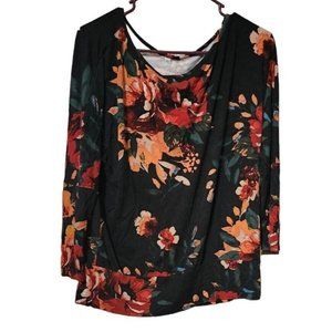 Ladies' Unbranded Floral Pullover Top With Bottom Band Sz L